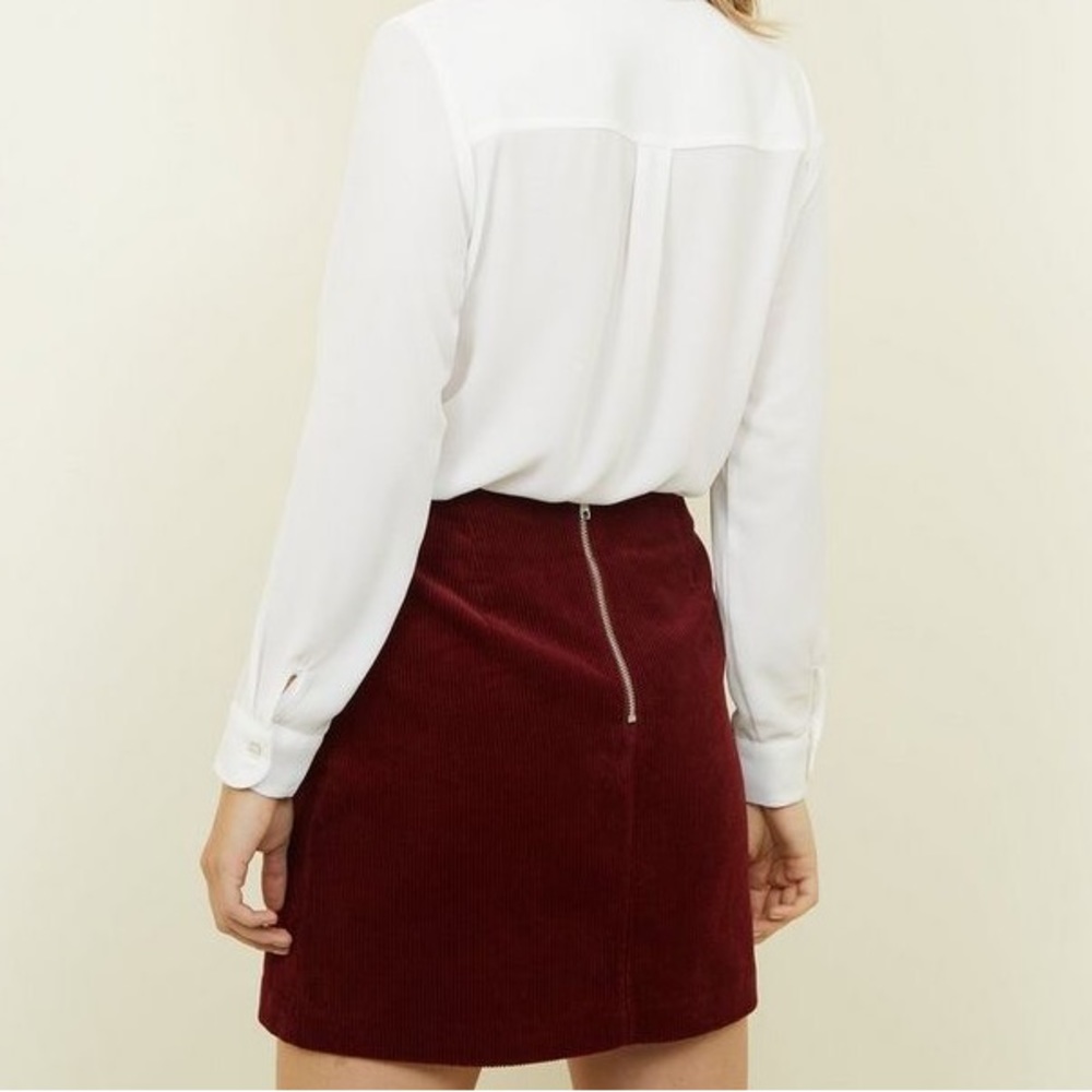 WILD FABLE | Maroon Corduroy Zippered Mini Skirt